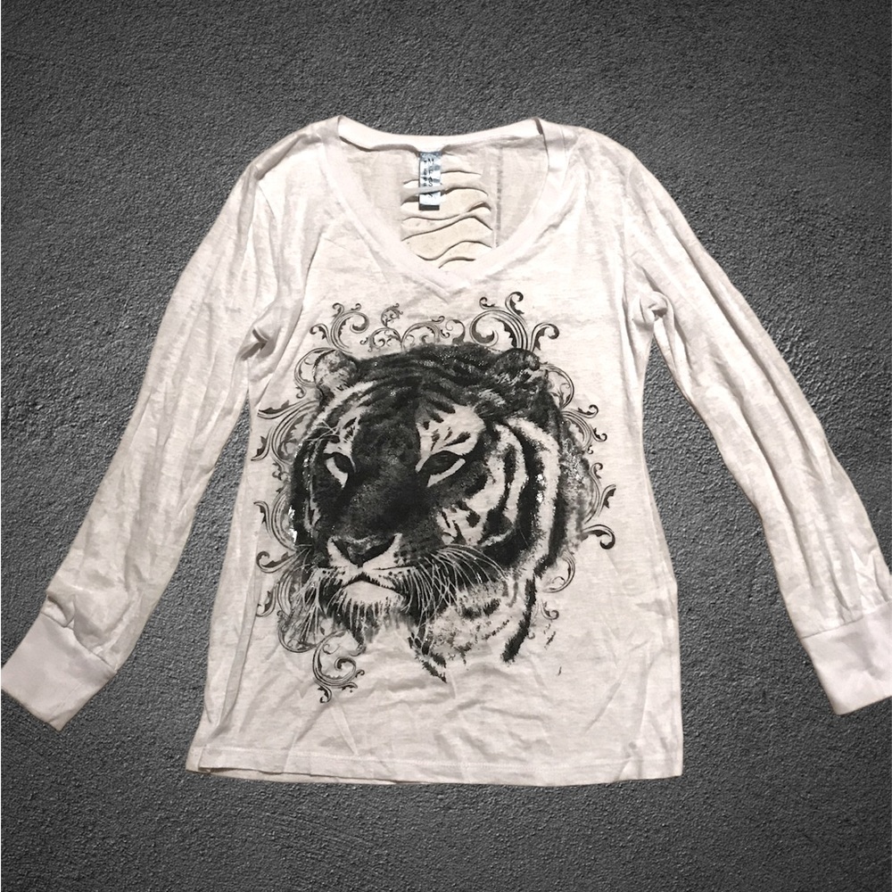 M•Fasis semi sheer cutout top